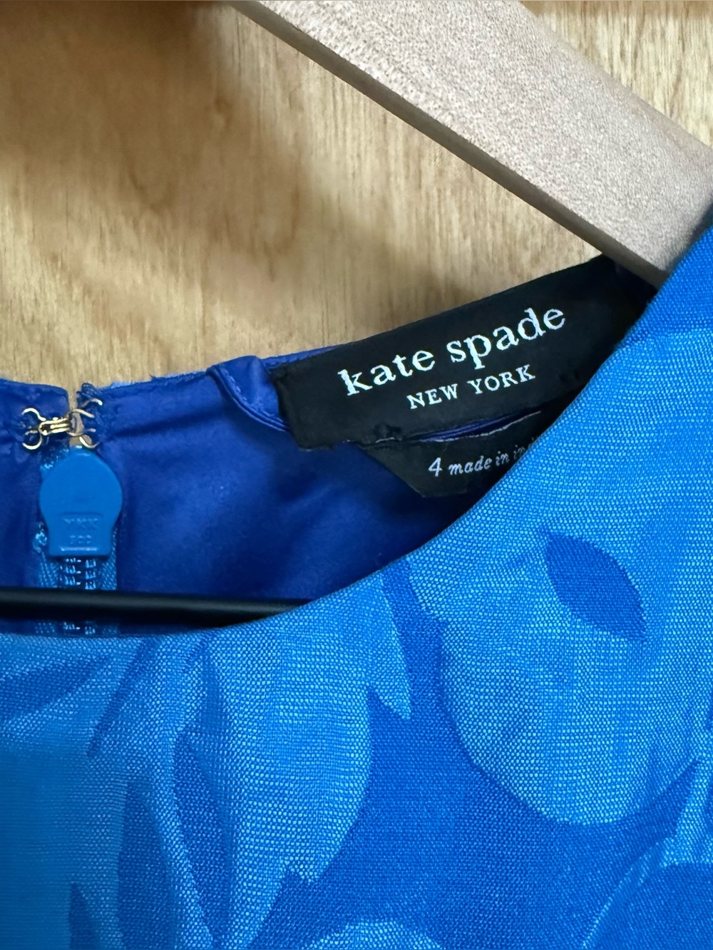 Small Kate Spade Alice Tropical Foliage Bright Blue Floral Brocade Dress - Picture 11 of 14